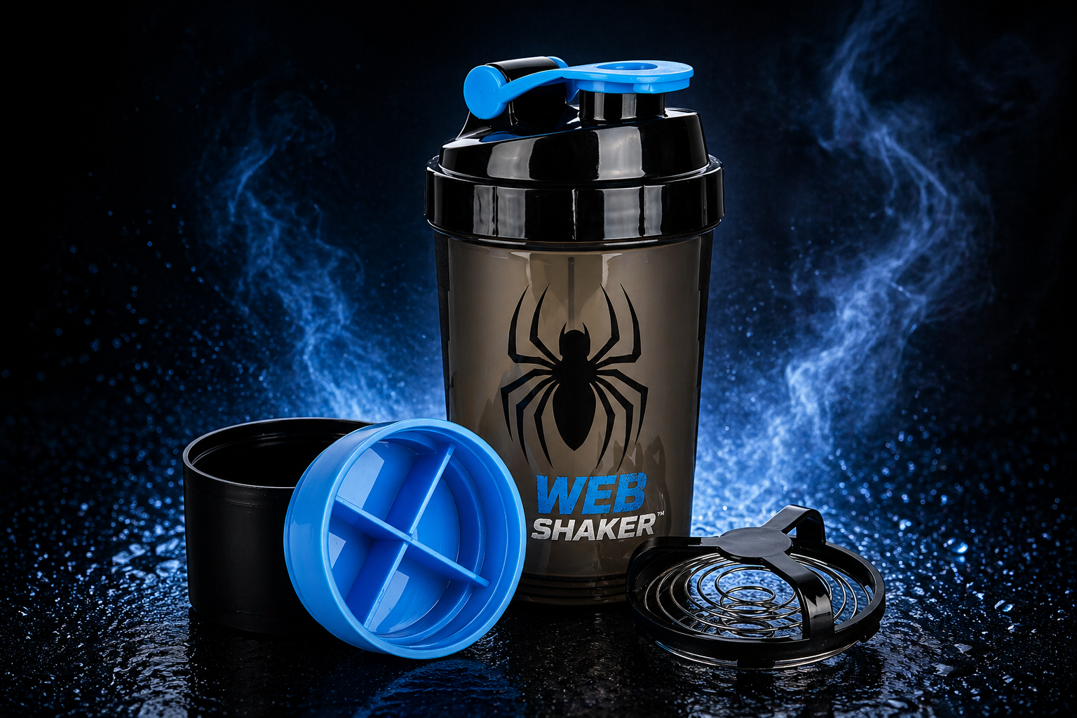Spider Shaker Blue – BPA-free gym shaker bottle